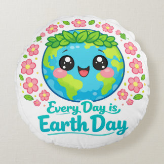 Cute Earth Day Throw Pillow Rundes Kissen