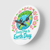 Cute Earth Day Wall Clock Runde Wanduhr (Winkel)