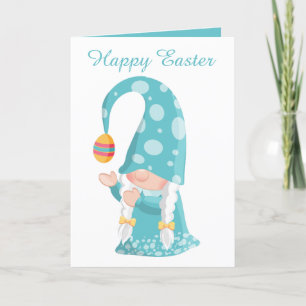 Cute Easter basket flower gnome Feiertagskarte