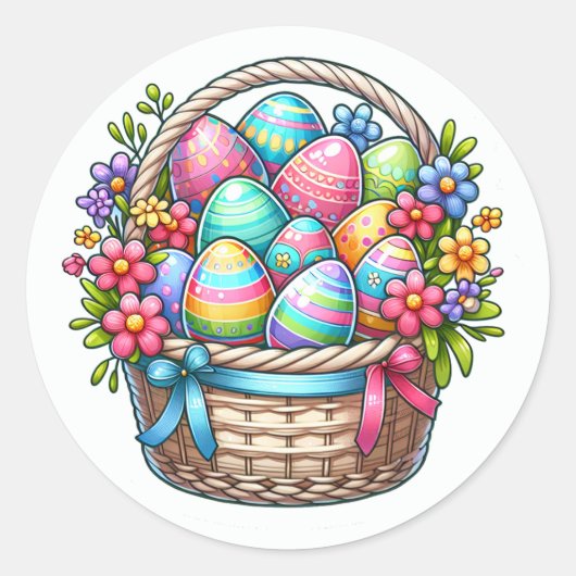 Cute Easter Basket of Eggs Sheet of Runder Aufkleber (Vorderseite)