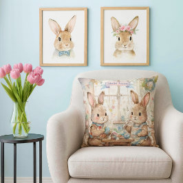 Cute Easter Bunnies & Eggs  Kissen