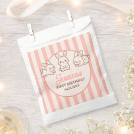 Cute Easter Bunnies Pink Girl 1st Birthday Party Geschenktütchen