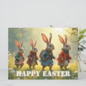 Cute Easter Bunnies Walking in Spring Meadow (Stehend Vorderseite)