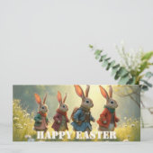 Cute Easter Bunnies Walking in Spring Meadow (Stehend Vorderseite)