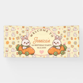 Cute Easter Bunny 1st Birthday Party Welcome Banner
