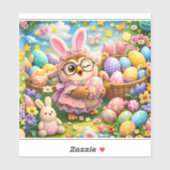 Cute Easter bunny and colourful eggs whimsical Aufkleber (Blatt)