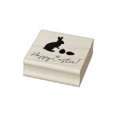 Cute Easter Bunny And Eggs Happy Easter Text Gummistempel (Stempel)