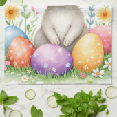 Cute Easter Bunny And Eggs Modern Collection Geschirrtuch (Gefaltet)