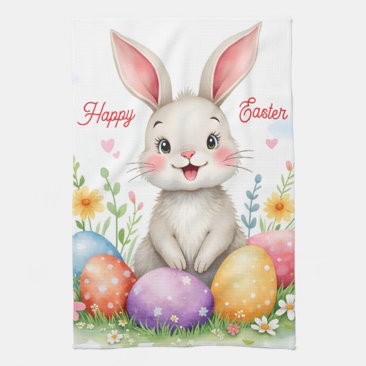 Cute Easter Bunny And Eggs Modern Collection Geschirrtuch (Vertikal)