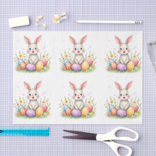 Cute Easter Bunny And Eggs Modern Collection Seidenpapier (Handwerk)