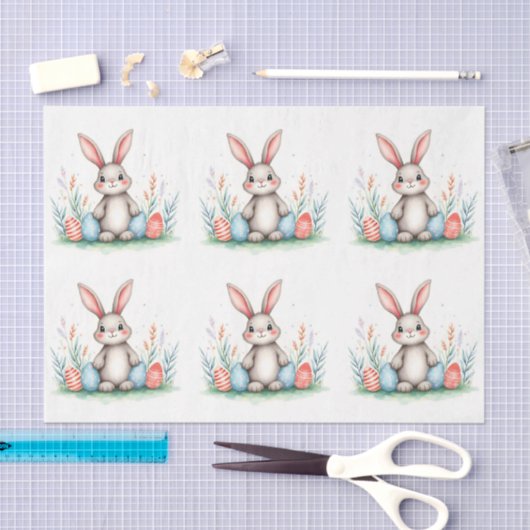 Cute Easter Bunny And Eggs Popular Collection Seidenpapier (Handwerk)