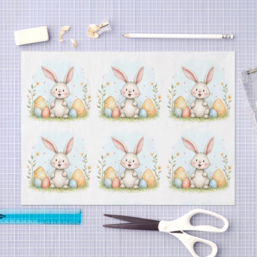 Cute Easter Bunny And Eggs Trendy Collection Seidenpapier (Handwerk)