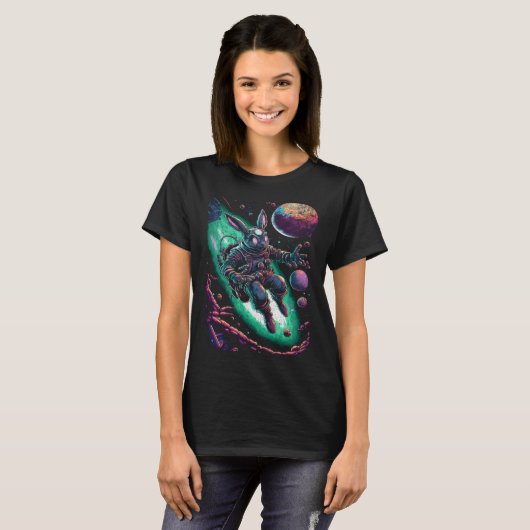 Cute Easter Bunny Astronaut in Space Egg Planets 2 T-Shirt (Vorne ganz)