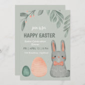 Cute Easter Bunny Celebration Dinner Invitation Einladung (Vorne/Hinten)