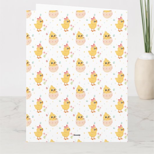 Cute Easter Bunny & Chicks | Happy Easter Karte (Rückseite)