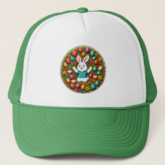 Cute Easter Bunny – Decorative Wreath boné Truckerkappe (Vorderseite)