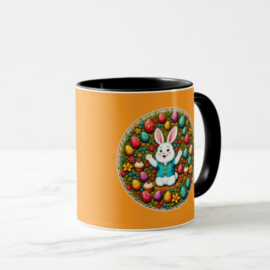 Cute Easter Bunny – Decorative Wreath caneca Tasse (VorderseiteRechts)