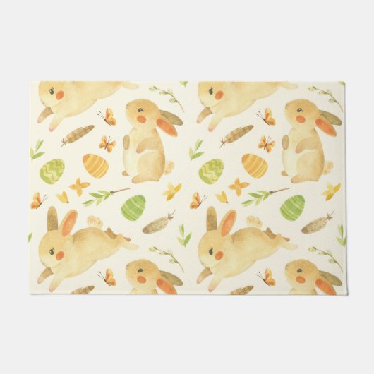 Cute Easter Bunny Eggs Pattern Gift, Happy Easter Fußmatte (Vorderseite)