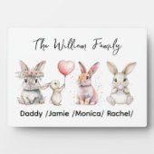 Cute Easter Bunny Family Plaque – Personalized Fotoplatte (Vorderseite)