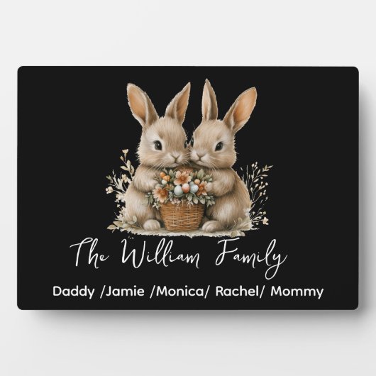Cute Easter Bunny Family Plaque – Personalized  Fotoplatte (Vorderseite)