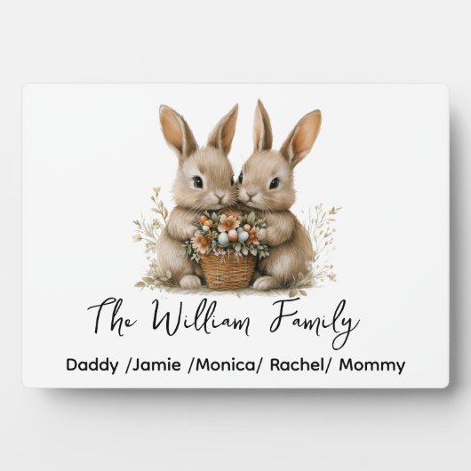 Cute Easter Bunny Family Plaque – Personalized  Fotoplatte (Vorderseite)