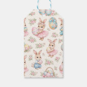 Cute Easter Bunny Floral Pattern - Pastel Spring  Geschenkanhänger (Rückseite)