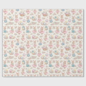 Cute Easter Bunny Floral Pattern - Pastel Spring Geschenkpapier (Flach)