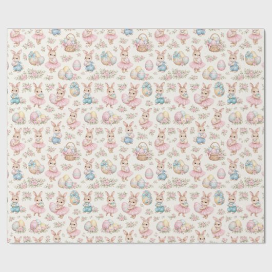 Cute Easter Bunny Floral Pattern - Pastel Spring Geschenkpapier (Flach)