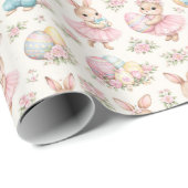 Cute Easter Bunny Floral Pattern - Pastel Spring Geschenkpapier (Rolleneckpunkt)