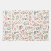 Cute Easter Bunny Floral Pattern - Pastel Spring  Geschirrtuch (Horizontal)