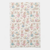 Cute Easter Bunny Floral Pattern - Pastel Spring  Geschirrtuch (Vertikal)