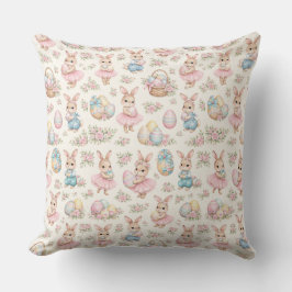 Cute Easter Bunny Floral Pattern - Pastel Spring Kissen