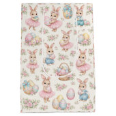 Cute Easter Bunny Floral Pattern - Pastel Spring Mittlere Geschenktüte (Rückseite)