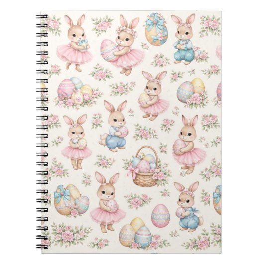 Cute Easter Bunny Floral Pattern - Pastel Spring Notizblock (Vorderseite)