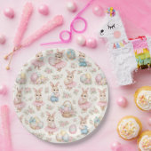 Cute Easter Bunny Floral Pattern - Pastel Spring Pappteller (Party)