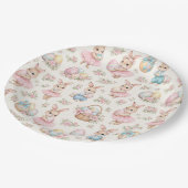 Cute Easter Bunny Floral Pattern - Pastel Spring Pappteller (Schrägansicht)