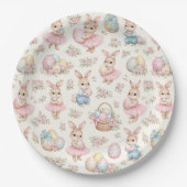 Cute Easter Bunny Floral Pattern - Pastel Spring Pappteller (Vorderseite)