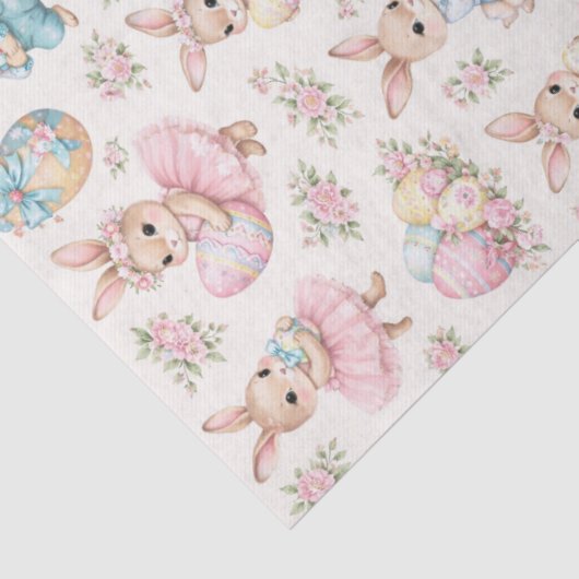 Cute Easter Bunny Floral Pattern - Pastel Spring Seidenpapier (Detail)