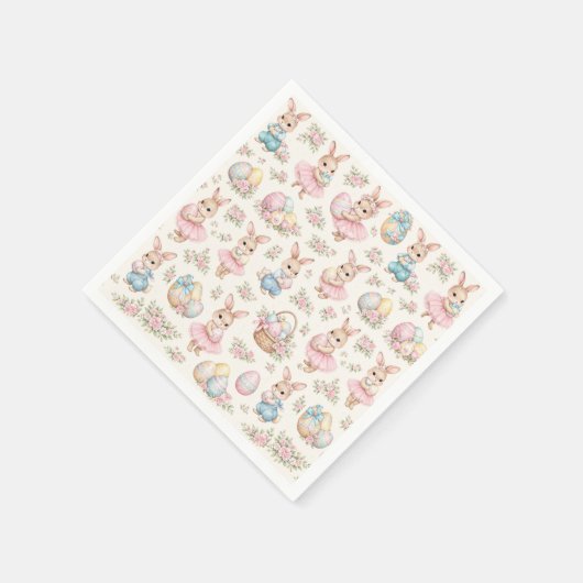 Cute Easter Bunny Floral Pattern - Pastel Spring Serviette (Ecke)