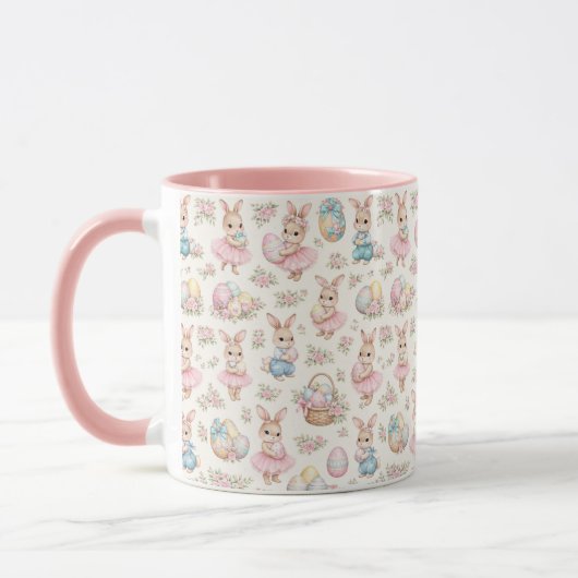 Cute Easter Bunny Floral Pattern - Pastel Spring Tasse (Links)