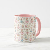 Cute Easter Bunny Floral Pattern - Pastel Spring Tasse (VorderseiteRechts)