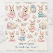 Cute Easter Bunny Floral Pattern - Pastel Spring  Weinetikett (Einzelnes Label)