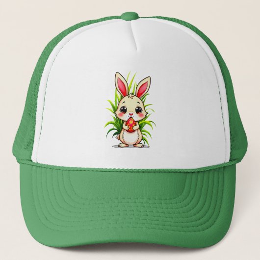 Cute Easter Bunny Holding Egg - boné Truckerkappe (Vorderseite)