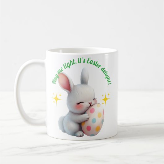 Cute Easter Bunny Hugging Colorful Egg Kaffeetasse (Links)