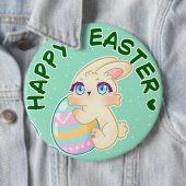Cute Easter Bunny Hugging Egg Button (Beispiel)