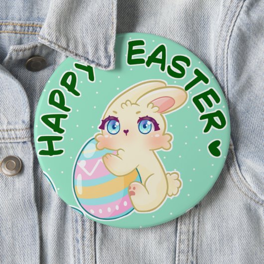 Cute Easter Bunny Hugging Egg Button (Beispiel)