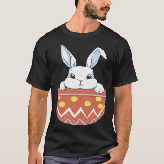 Cute Easter Bunny in a Pocket Bunny  Kids Boys Gir T-Shirt (Vorderseite)
