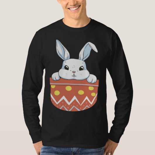 Cute Easter Bunny in a Pocket Bunny  Kids Boys Gir T-Shirt (Vorderseite)