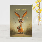 Cute Easter Bunny in Orange Dress w/ Basket Karte (Gelbe Blume)