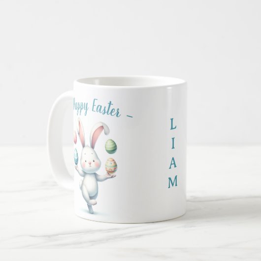 Cute Easter Bunny Juggling Eggs Personalized Kids  Kaffeetasse (Vorderseite Links)